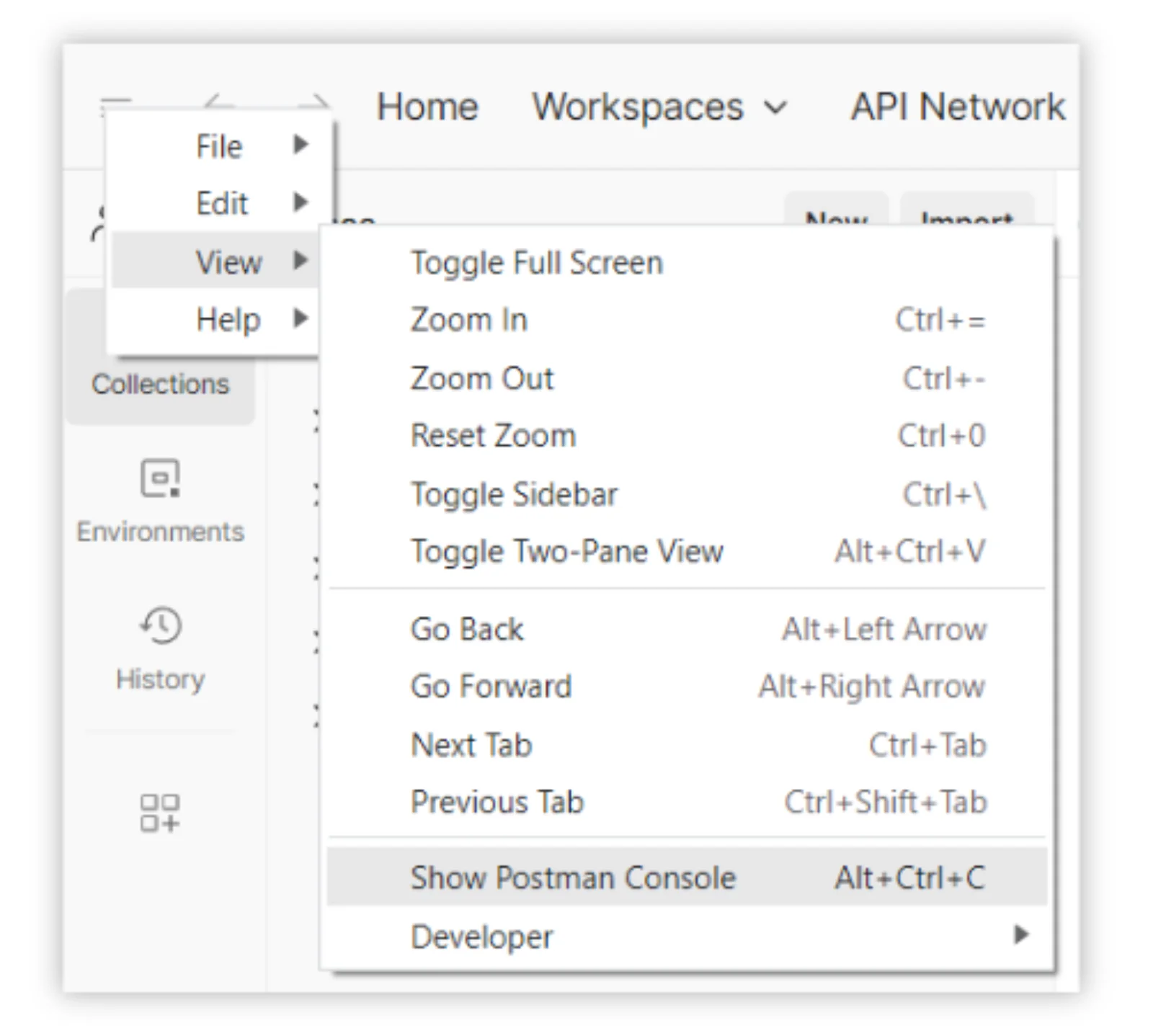 How-to-open-Postman-Console